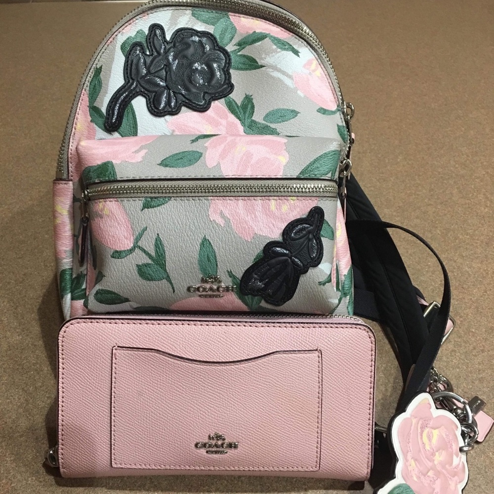 Coach pink backpack and wallet set - Picture 1 of 7